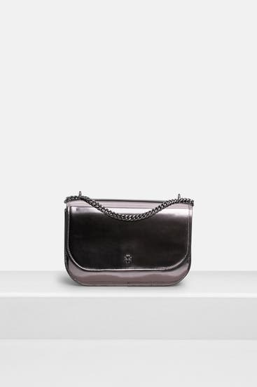 TORY BURCH - Schultertasche 'Flap' silber