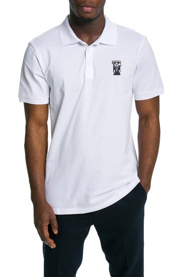 KARL LAGERFELD - Polo-Shirt 'Kocktail Patch' weiß